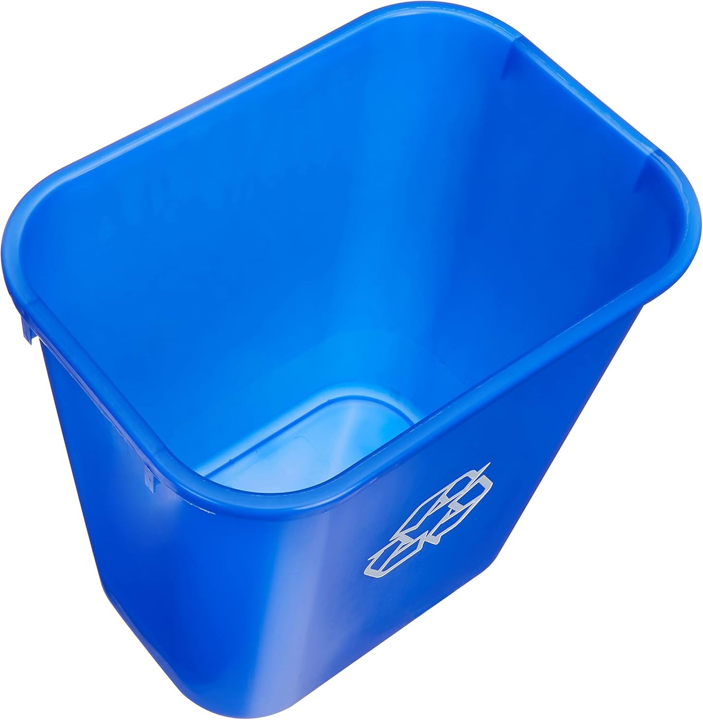 Amazon Basics 7 Gal Commercial Recycling Wastebasket w/ Recycle Logo Blue 2 Pk