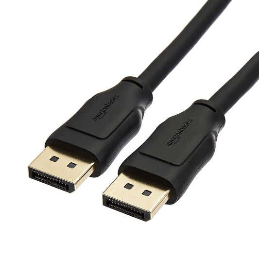 Amazon Basics DisplayPort 1.4 Cable, 32.4Gbps High-Speed, 8K@60Hz, 4K@120Hz, Dynamic HDR and 3D, Gold-Plated Plugs, HBR3 Compatible, 6 Foot, Black