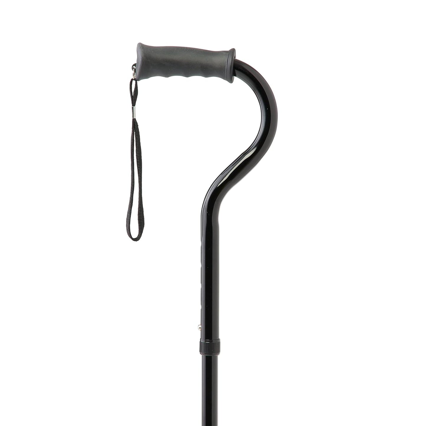 Medline Offset Folding Cane 4-Point Base Cushioned Gel Handle 350lb Black