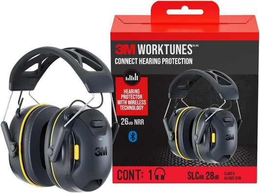 3M WorkTunes Connect Bluetooth Hearing Protector Earmuffs 26dB NRR Wireless