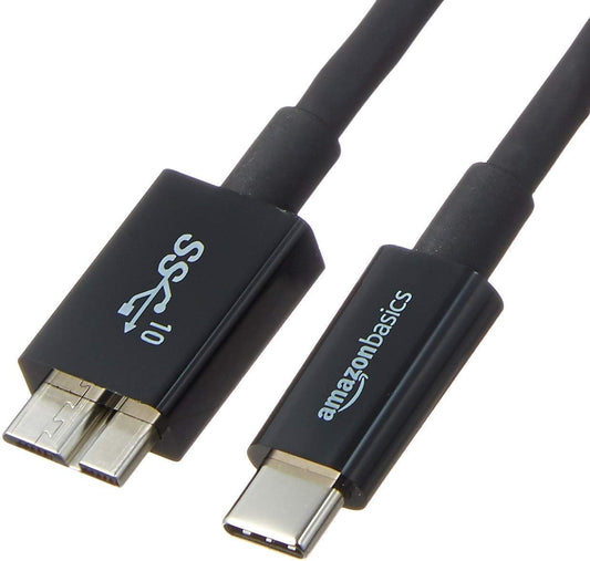 AmazonBasics USB Type-C to Micro-B 3.1 Gen2 Cable for Tablet, Personal Computer, Laptop, Smartphone - 3 Feet (0.9 Meters) - Black