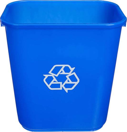 Amazon Basics 7 Gal Commercial Recycling Wastebasket w/ Recycle Logo Blue 2 Pk