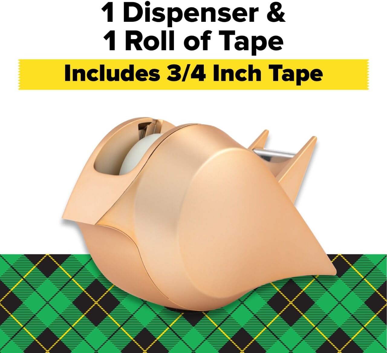 Scotch Desktop Tape Dispenser w/ 1 Roll Magic Tape 3/4x350in Gold Bird Design