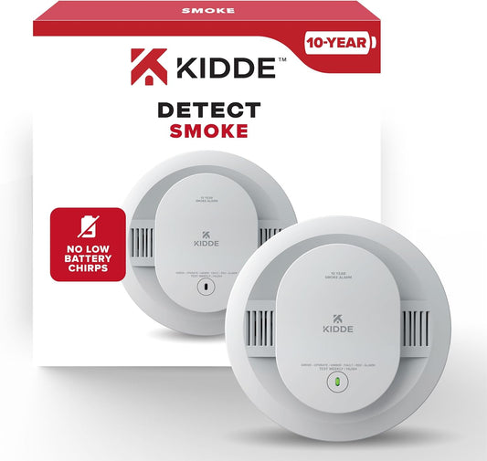 Kidde Smoke Detector 10-Year Sealed Battery LED Warning Light Indicators