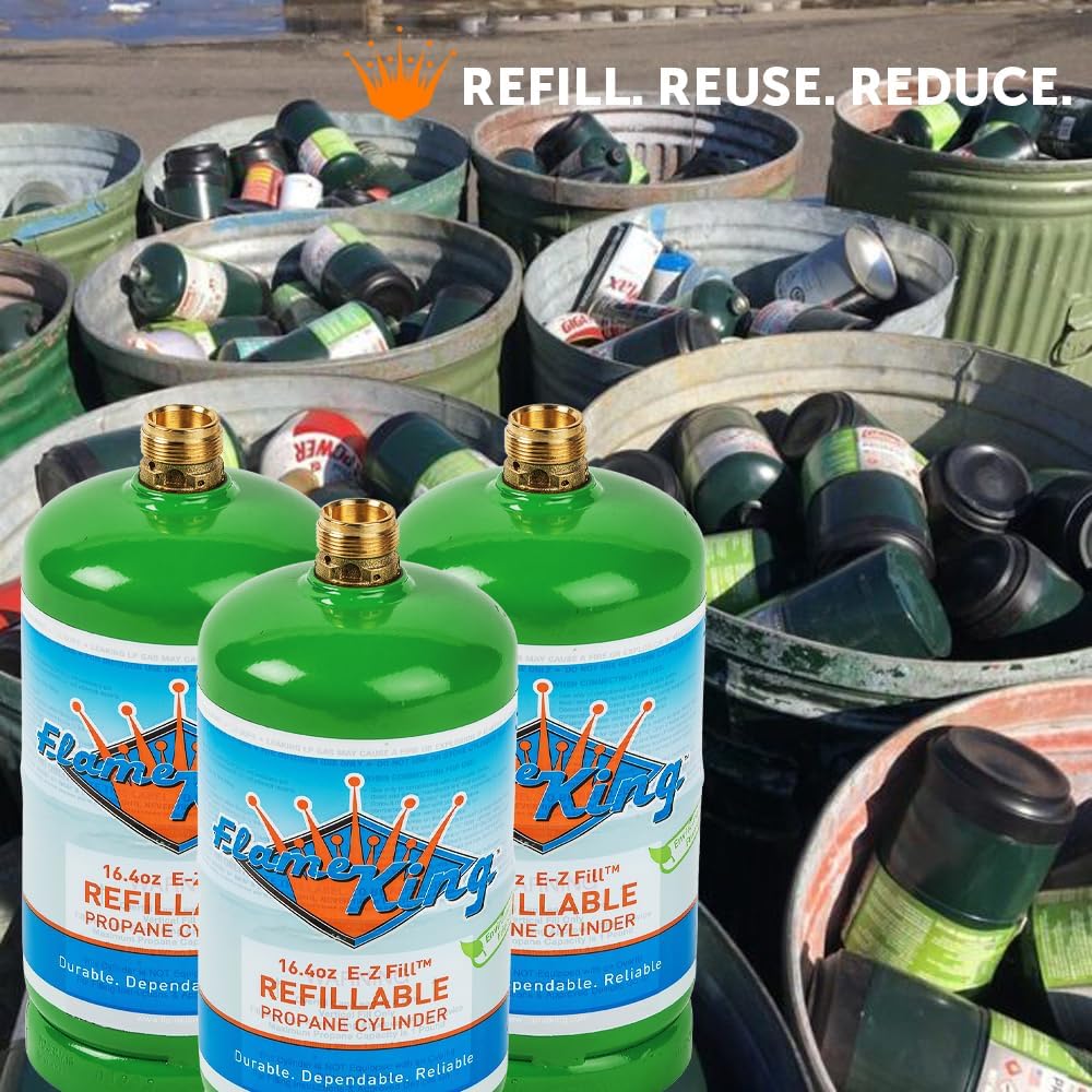Flame King 1lb Empty Propane Cylinder Refillable DOT 16.4oz Camping 4-Pack
