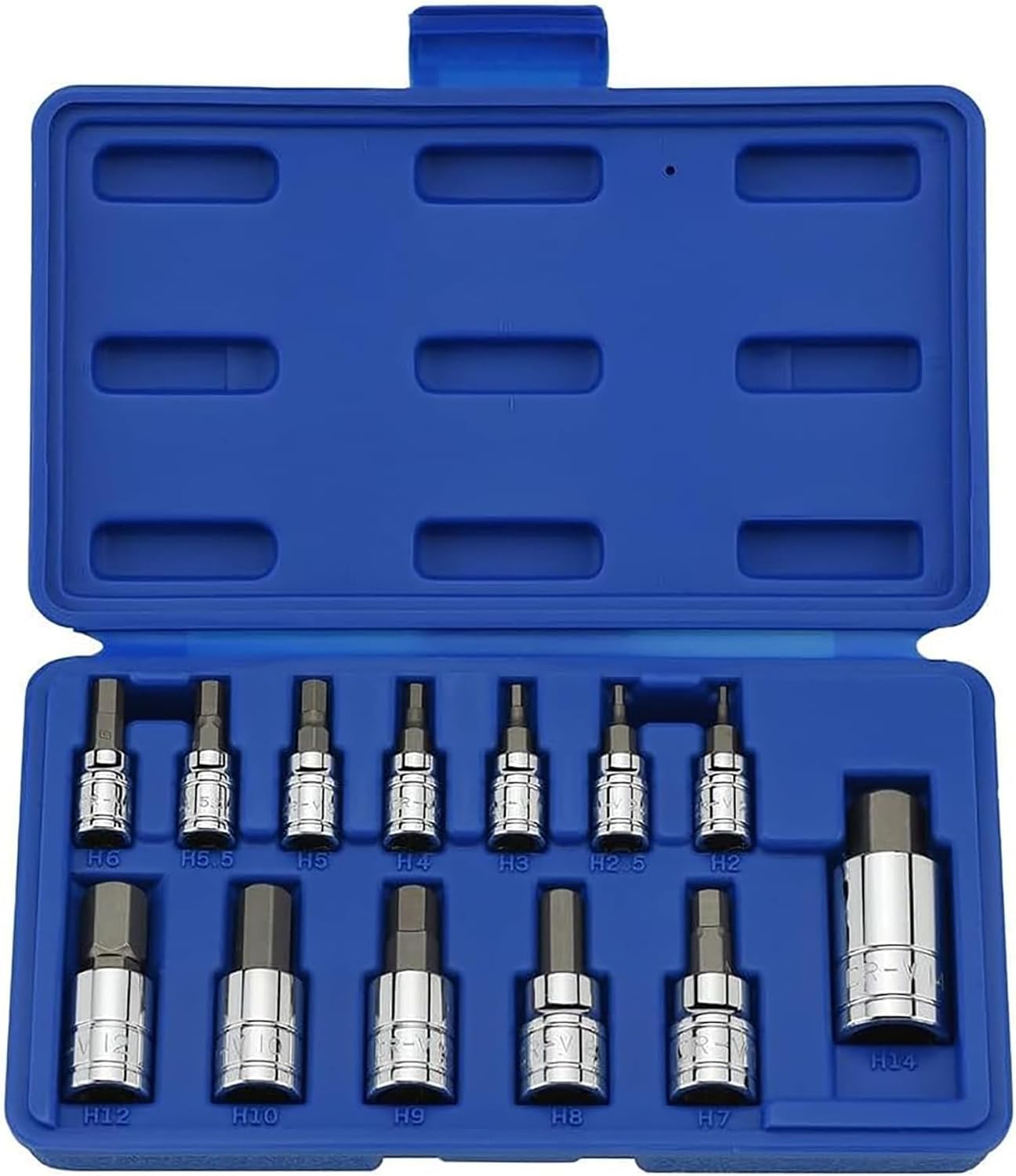 NEIKO 10074A Metric Hex Bit Socket Set 13pc S2 Steel 1/4 3/8 1/2 Drive 2-14mm