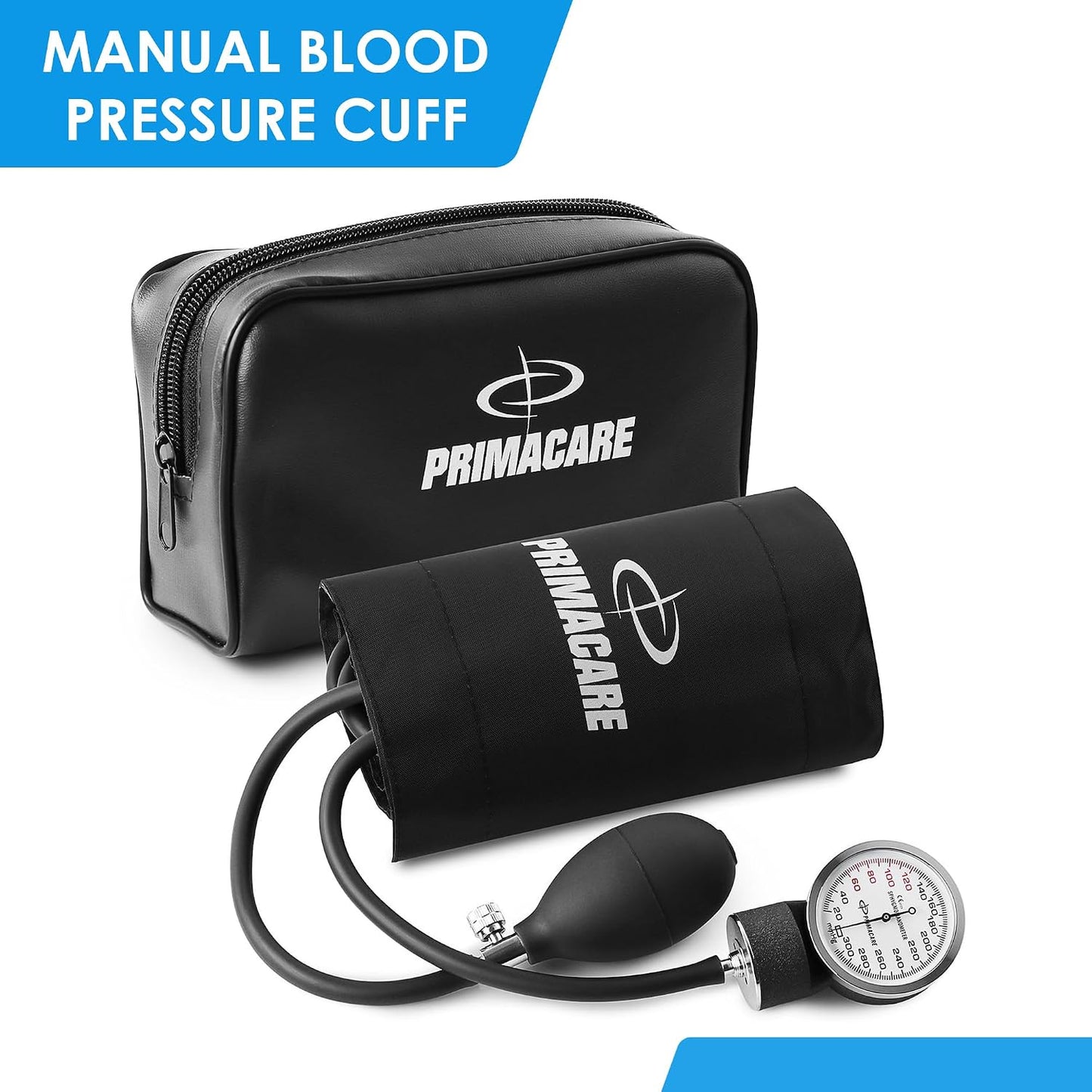 PrimaCare DS-9197-BK Manual Blood Pressure Kit w/ Stethoscope Adult Cuff Case
