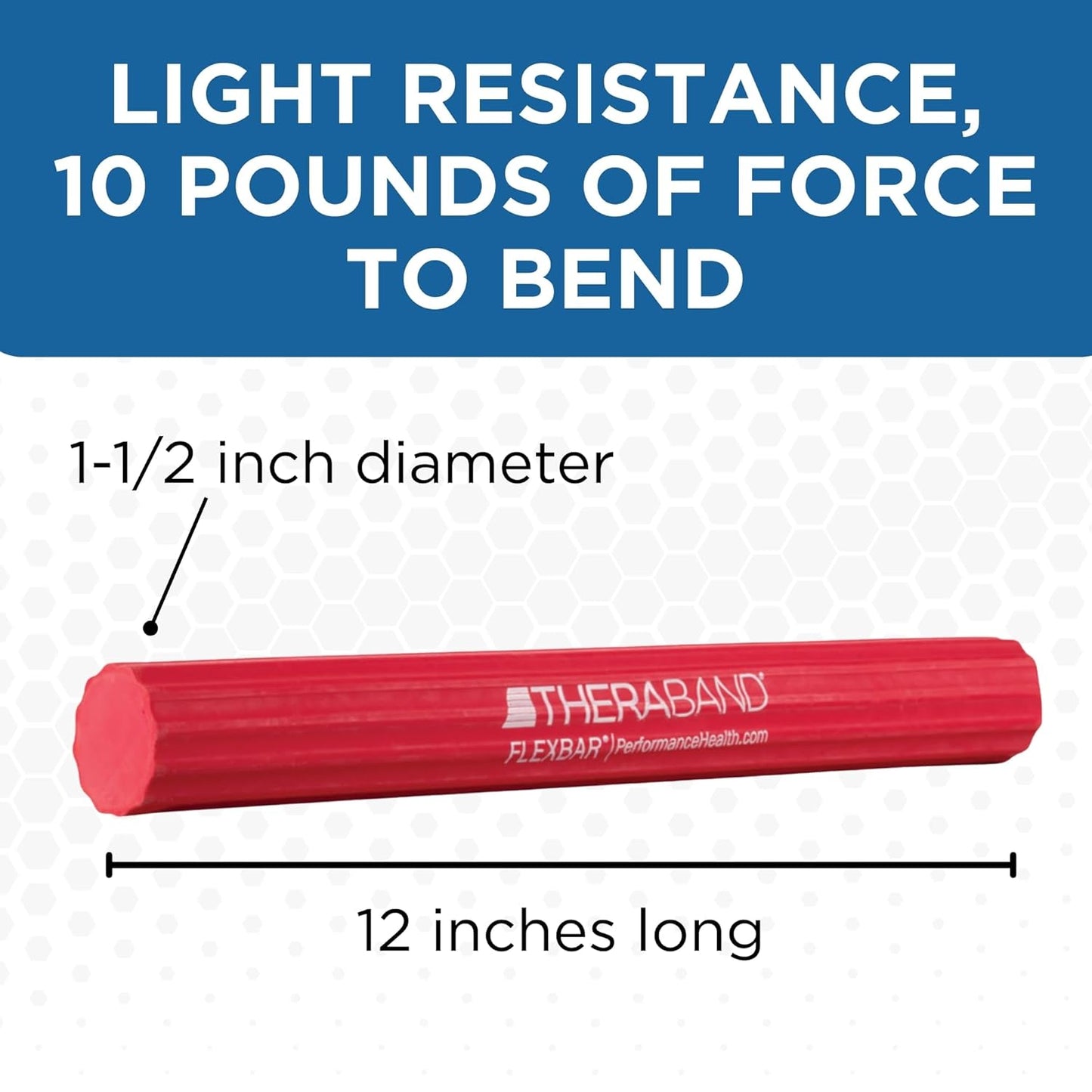 TheraBand FlexBar Tennis Elbow Therapy Bar Red Light Grip Strength Beginner