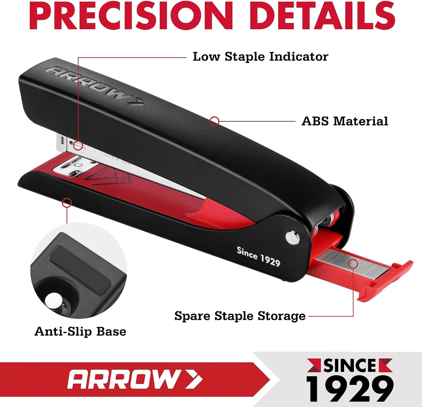 Arrow Full Strip Stapler 2 Pack w/ 2520 Staples 26/6 Staple Remover Office