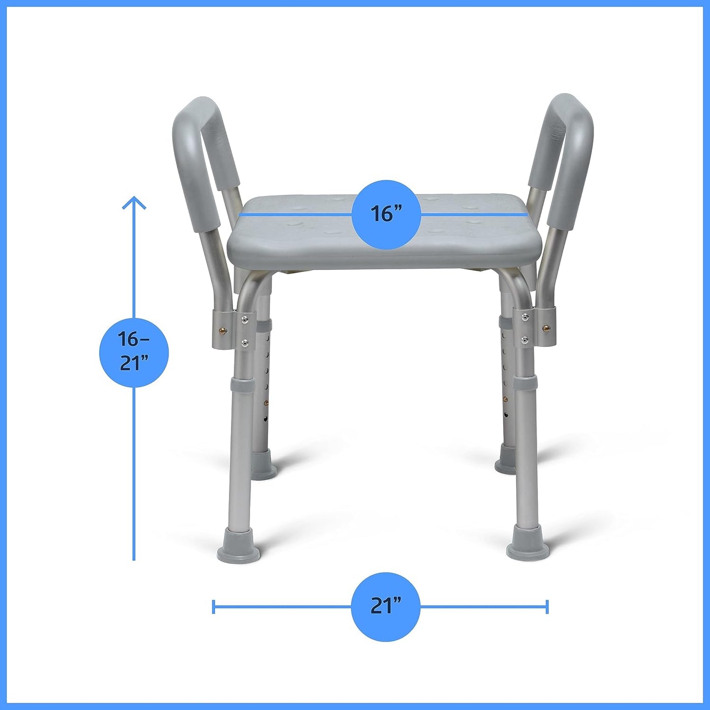 Medline Backless Shower Chair w/ Arms 350 lb Bath Bench Stool