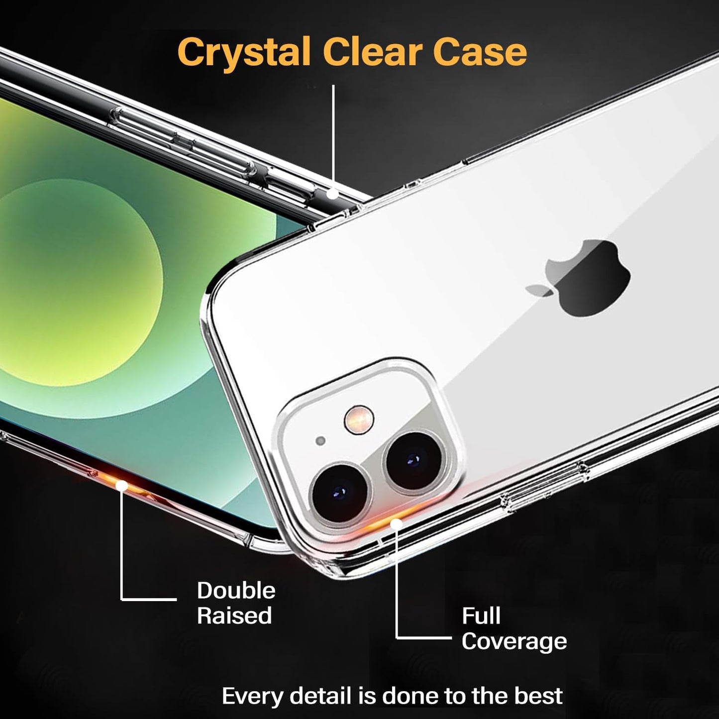 Amazon Basics Shockproof and Protective iPhone Case for iPhone 12 / iPhone 12 Pro - Clear and Black