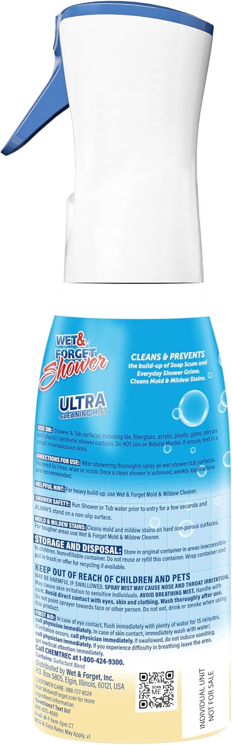 Wet & Forget Shower Ultra Cleaner Mist Vanilla 20oz Spray + Refill No Scrub