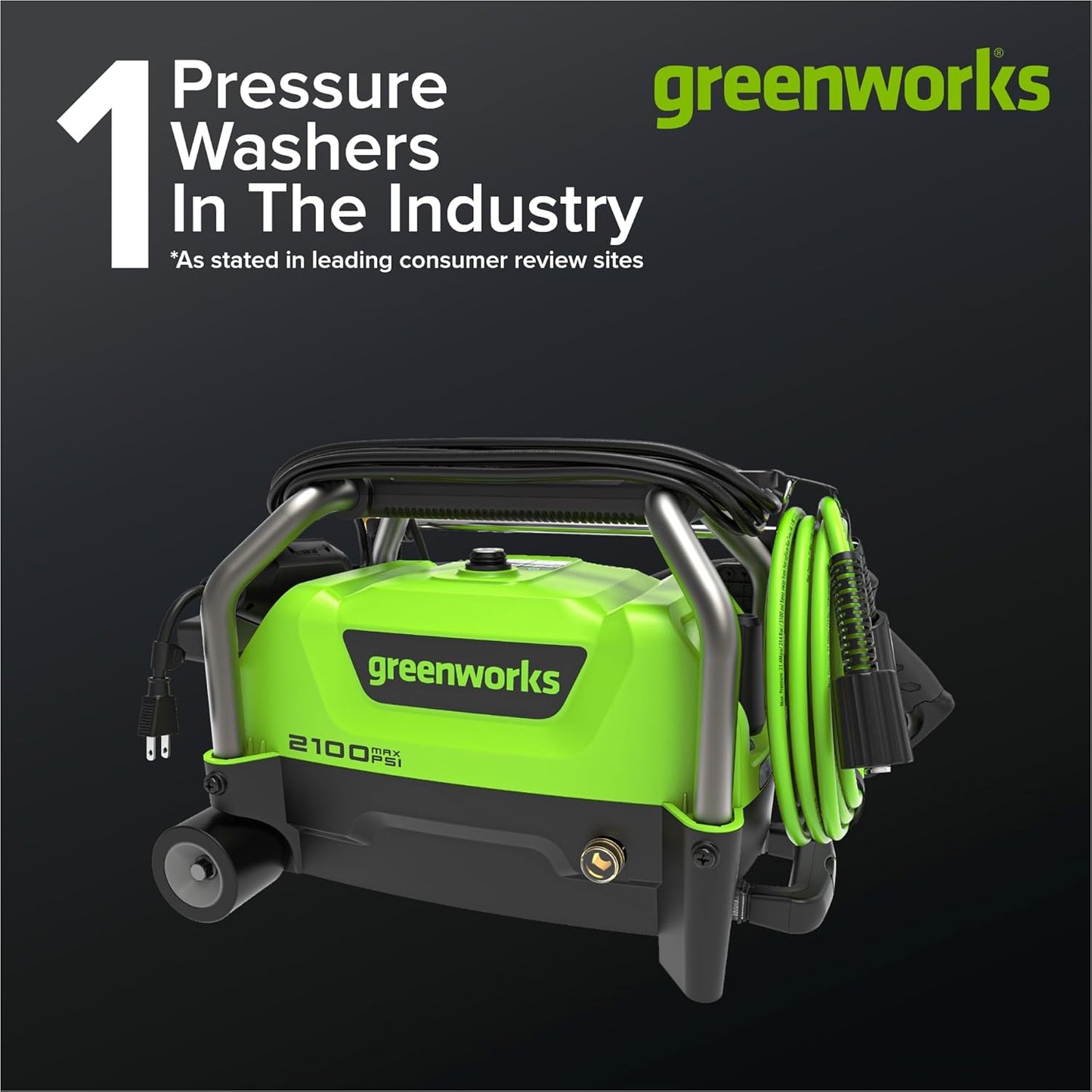 Greenworks 2100 PSI 1.2 GPM Electric Pressure Washer w/ Nozzles &amp; Soap Applier