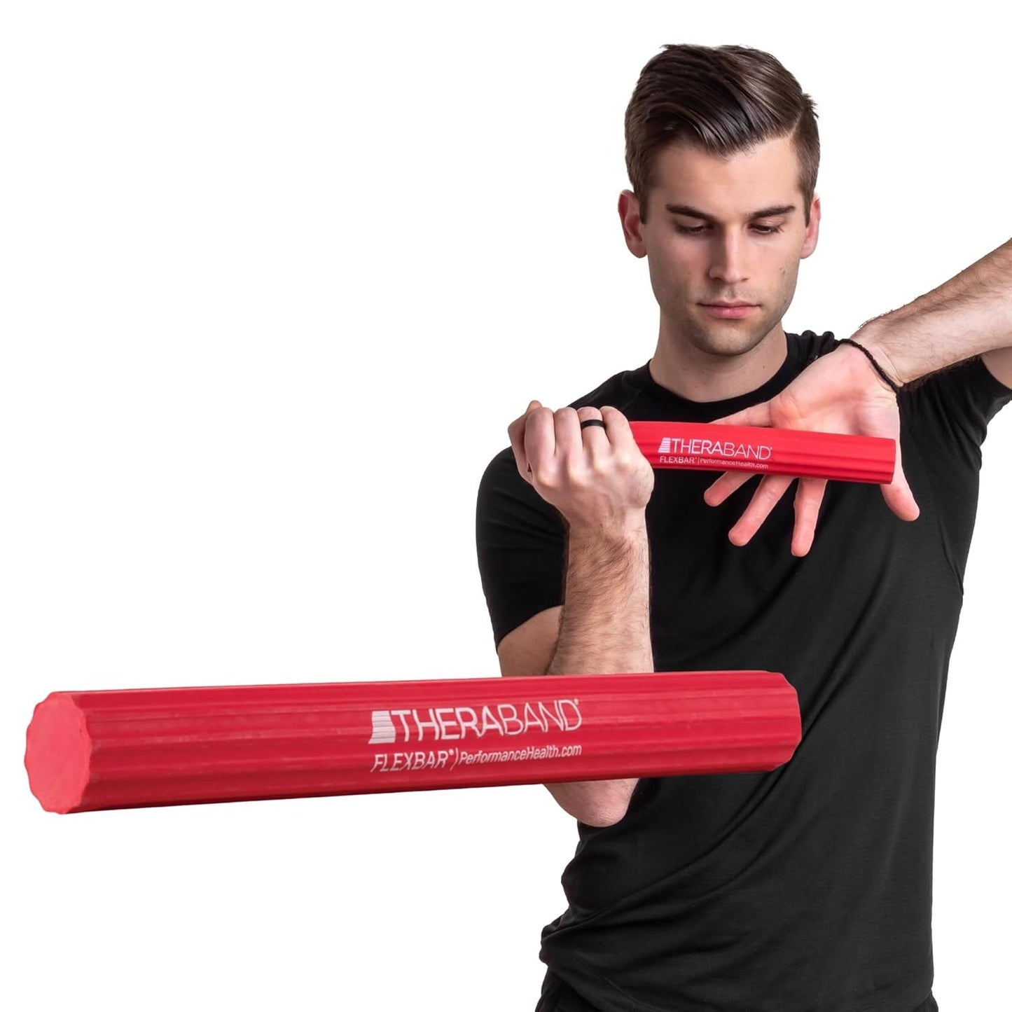 TheraBand FlexBar Tennis Elbow Therapy Bar Red Light Grip Strength Beginner