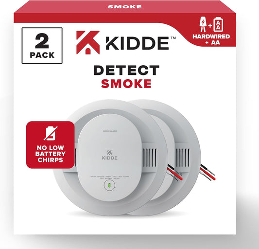 Kidde Hardwired Smoke Detector AA Battery Backup Interconnectable 2 Pack LED