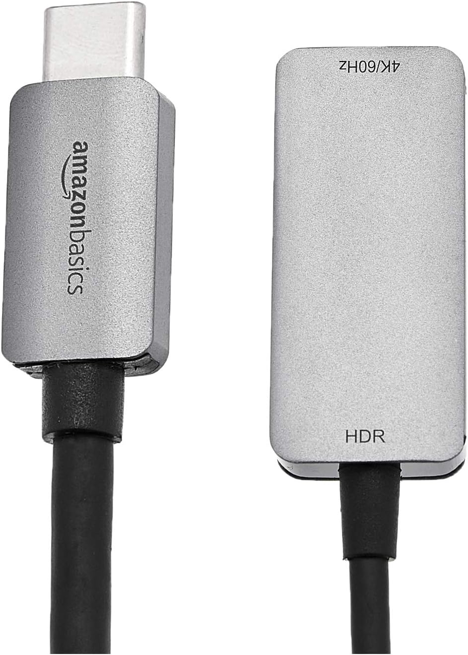 Amazon Basics USB-C 3.1 Male to HDMI Female Adapter for Phone and Tablet, 4K@60Hz, Portable, Plug and Play, Gray, 1.69 x 1.45 x 0.43 inches