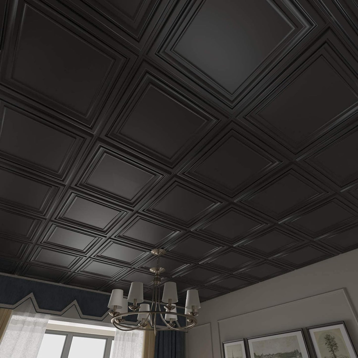 Art3d PVC Ceiling Tiles 2x2 ft Plastic Sheet Black 12 Pack