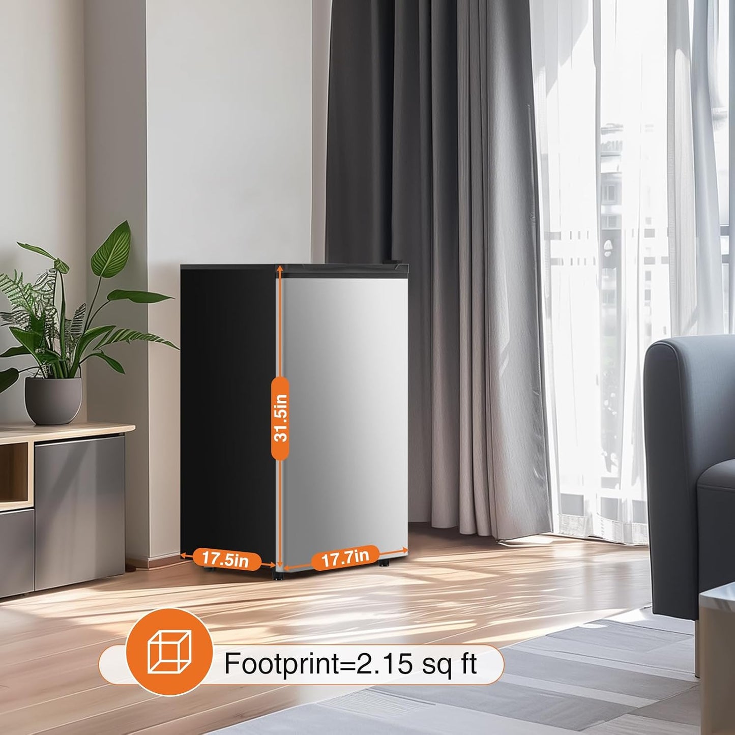 Sweetcrispy 3.2 Cu Ft Mini Fridge w/ Freezer Compact Refrigerator Open Box