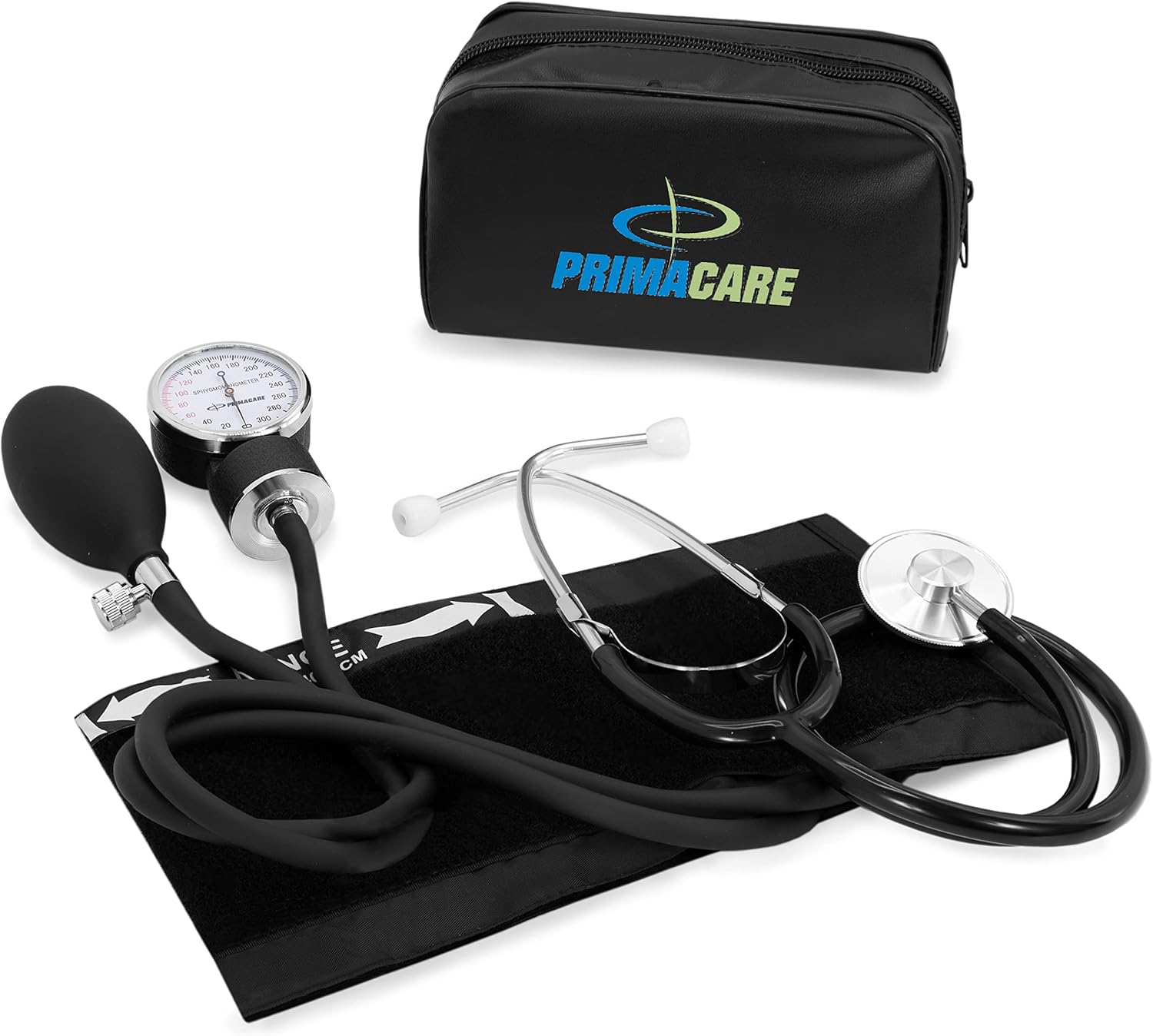 PrimaCare DS-9197-BK Manual Blood Pressure Kit w/ Stethoscope Adult Cuff Case