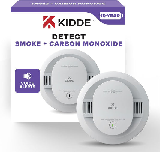 Kidde Smoke & Carbon Monoxide Detector 10-Year Battery Voice Alerts LED