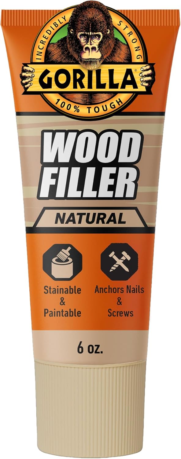 Gorilla All Purpose Wood Filler Natural 6oz Tube Water Resistant Indoor Outdoor