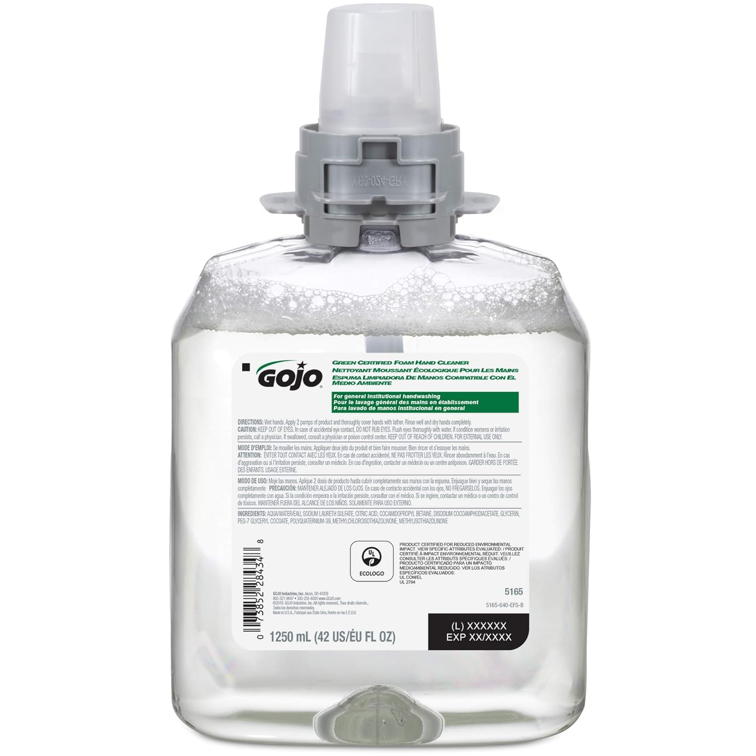 GOJO 5165-04 Foam Hand Cleaner FMX-12 Refill 1250mL Fragrance Free 4 Pack