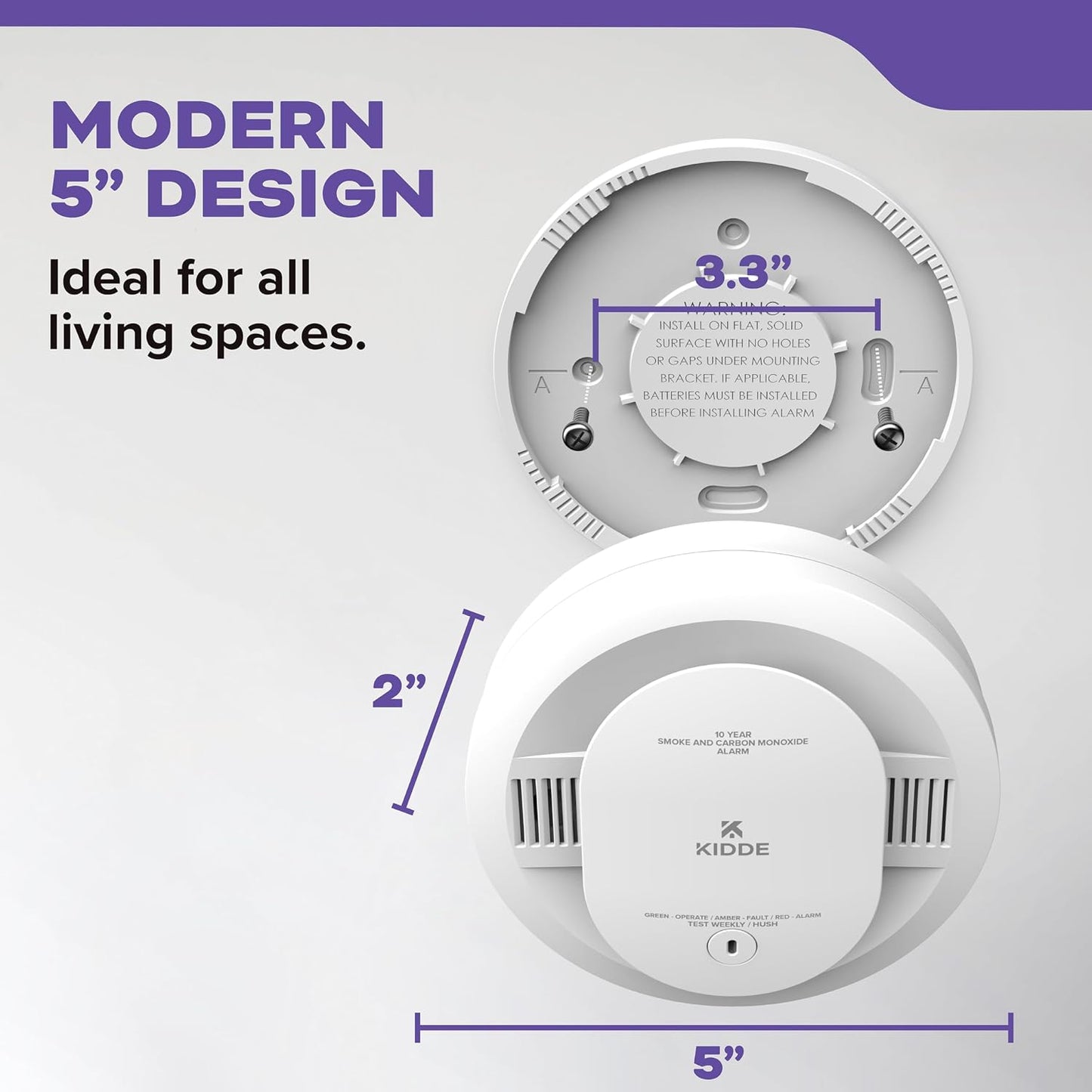 Kidde Smoke & Carbon Monoxide Detector 10-Year Battery Voice Alerts LED