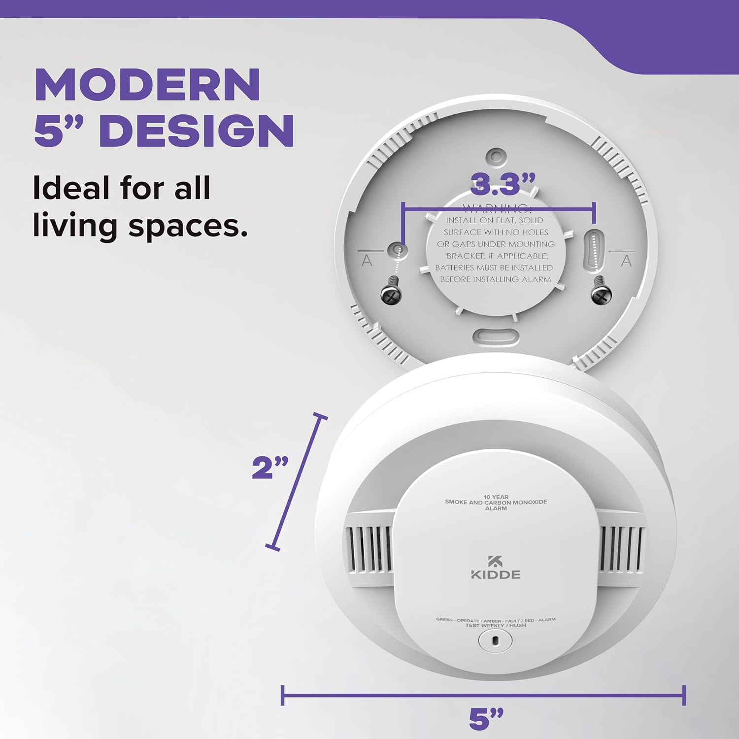 Kidde Smoke & Carbon Monoxide Detector 10-Year Battery Voice Alerts LED