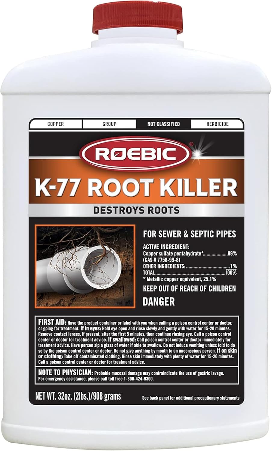 Roebic K-77 Granular Tree Root Killer 32oz Septic Drain Field Sewer Clog