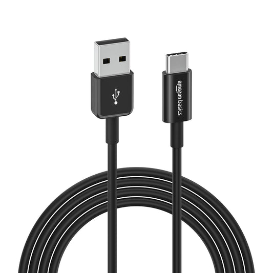 Amazon Basics USB-C to USB-A 2.0 Fast Charger Cable, 480Mbps Speed, USB-IF Certified, for Apple iPhone 16/15, iPad, Samsung Galaxy, Tablets, Laptops,