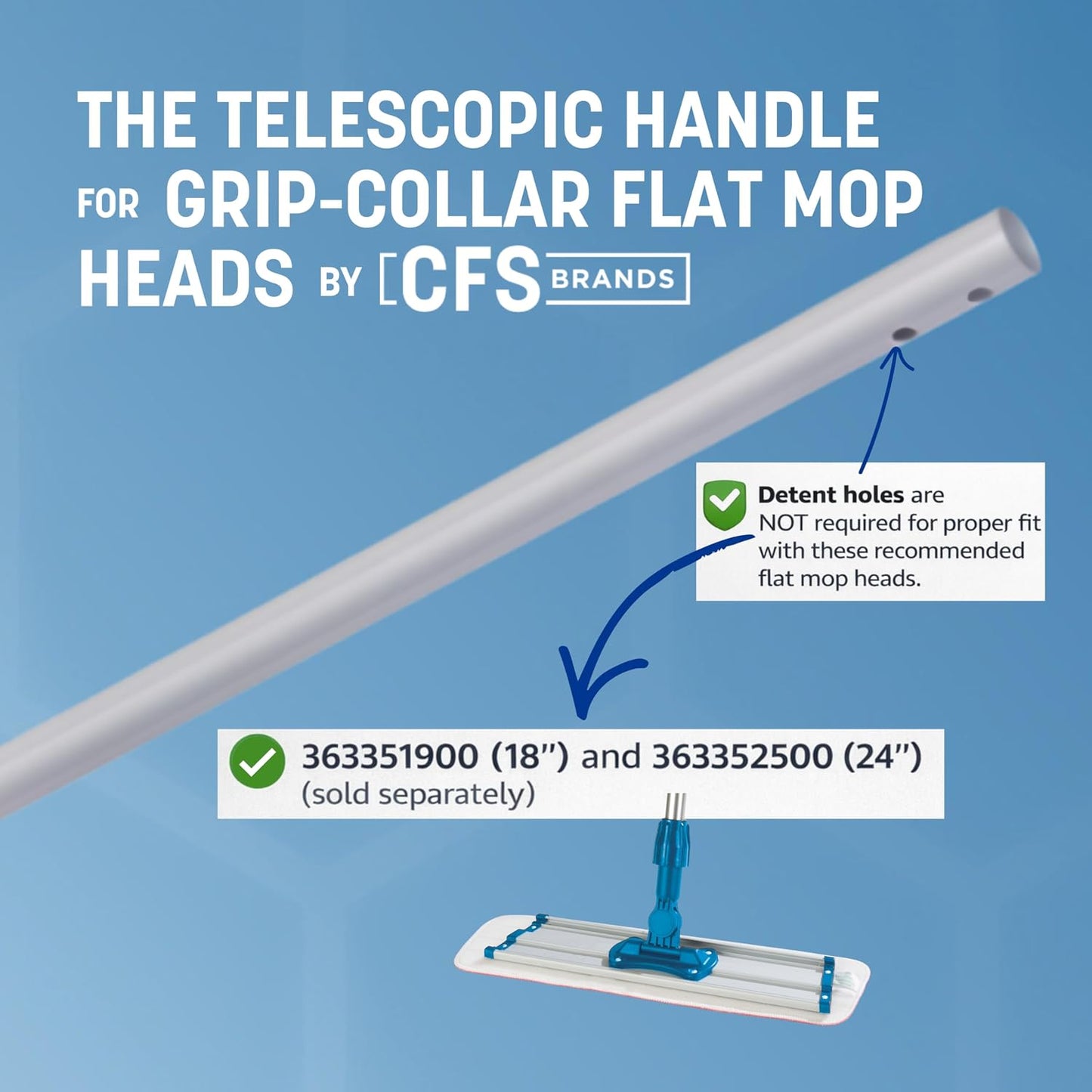 Carlisle Telescopic Aluminum Mop Handle for Flat Head Mops