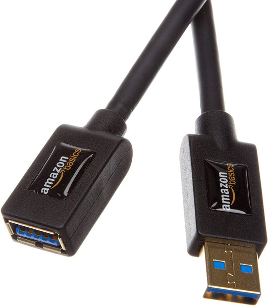 Amazon Basics 10-Pack USB-A 3.0 Extension Cable, Male to Female, 4.8Gbps High-Speed, Gold-Plated Connectors, 3 m/9.8 Feet, Black