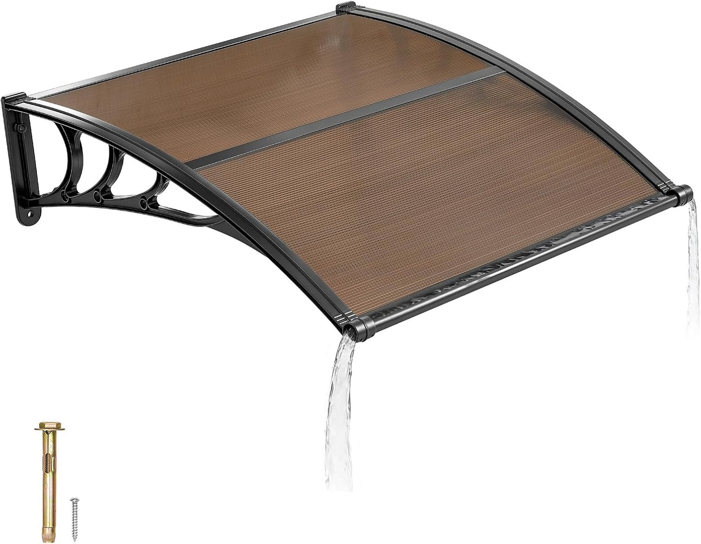 VEVOR 38x40in Door Awning Canopy Polycarbonate Cover w/ Drainage ABS Bracket
