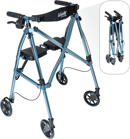 Stander Space Saver Rollator Lightweight Folding Rolling Walker w/ Seat