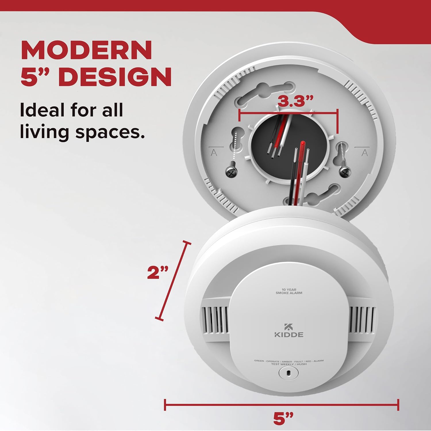 Kidde Hardwired Smoke Detector AA Battery Backup Interconnectable 2 Pack LED