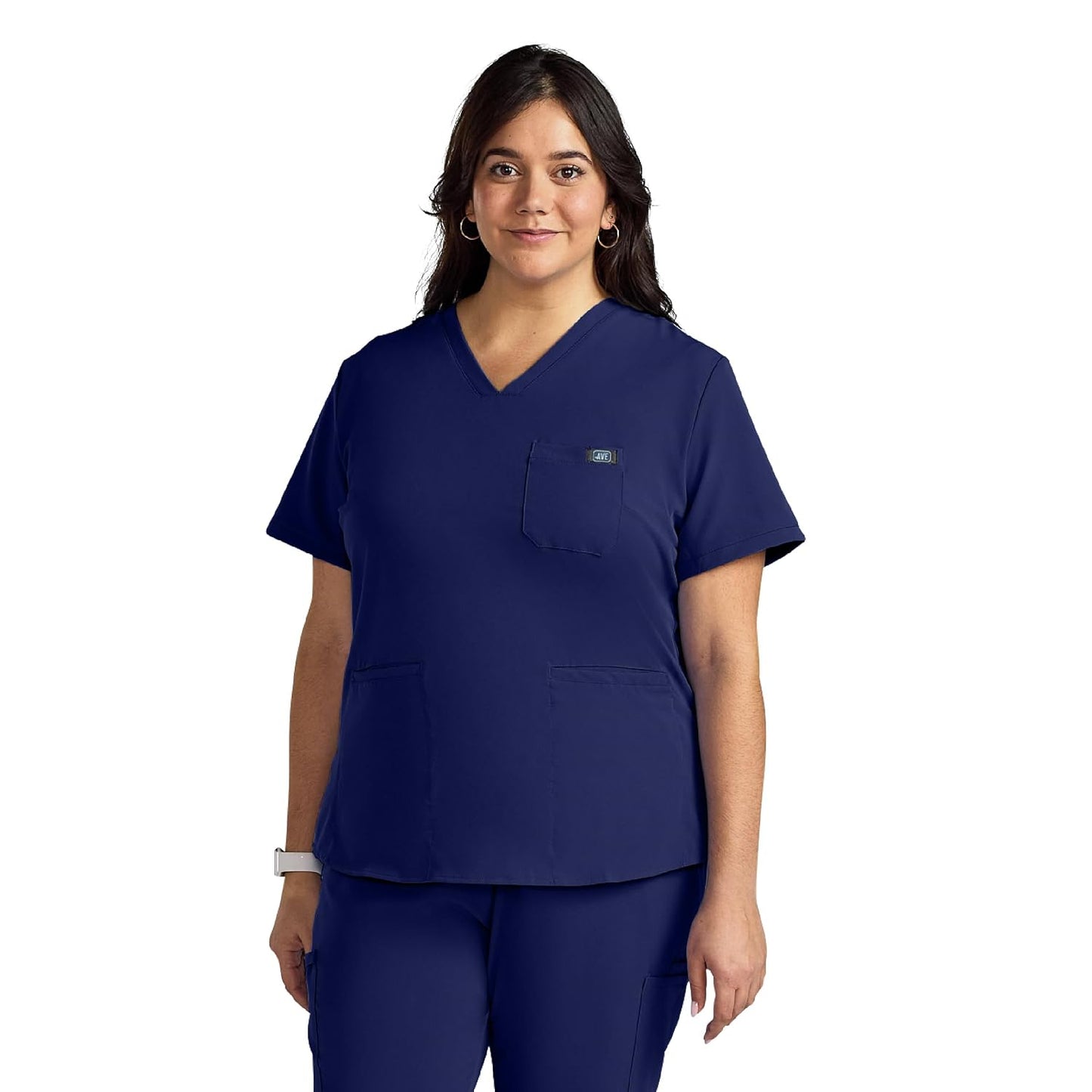 AVE Lex Women's Scrub Top XL Navy Tunic 4-Way Stretch Wrinkle-Resistant Nurse