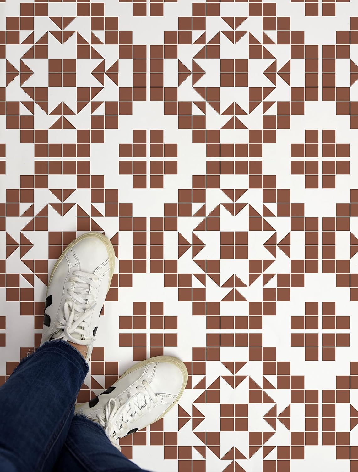 FloorPops FP4946 Matias Peel & Stick Floor Tiles 12x12in Terracotta
