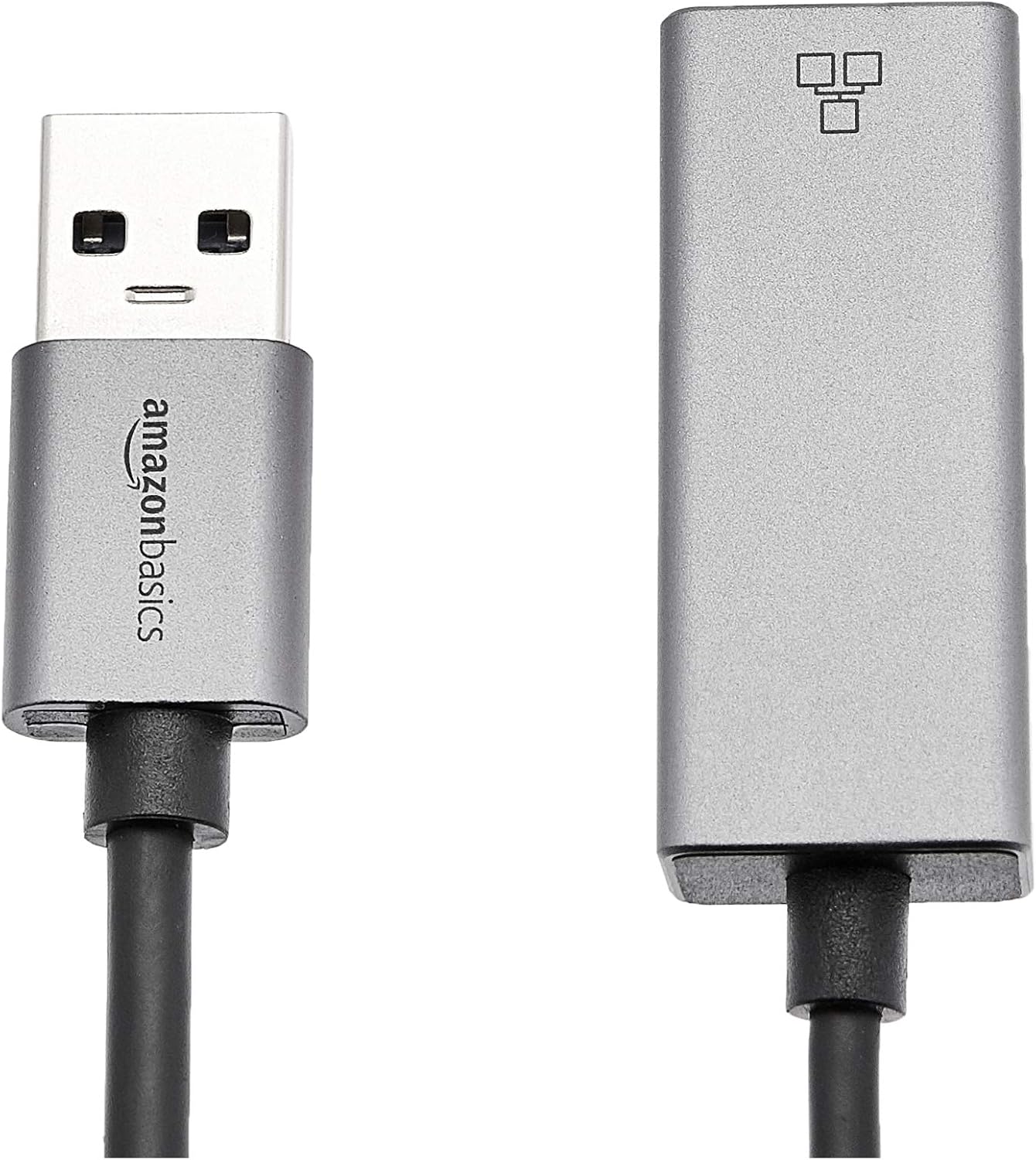 Amazon Basics Aluminum USB 3.0 Gigabit Ethernet RJ45 Adapter, Plug and Play, Portable, No Drivers Needed, Gray