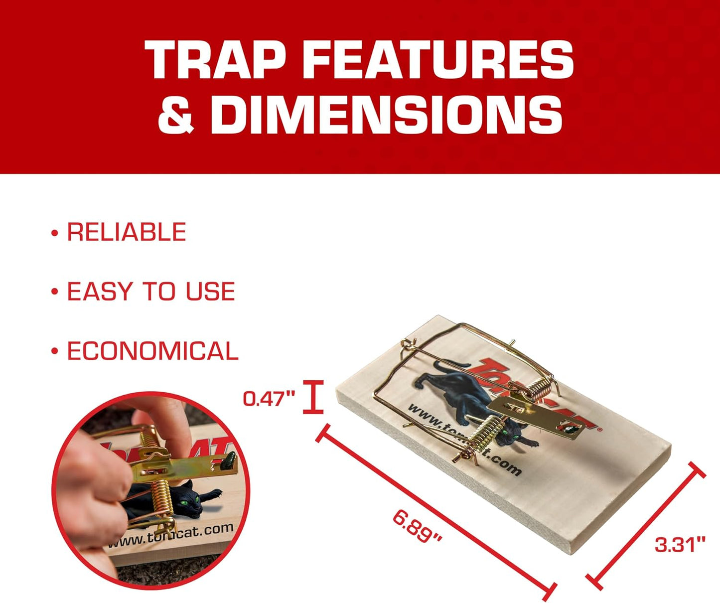 Tomcat Wooden Rat Traps 8-Pack Reusable Effective Snap Trap Indoor Home
