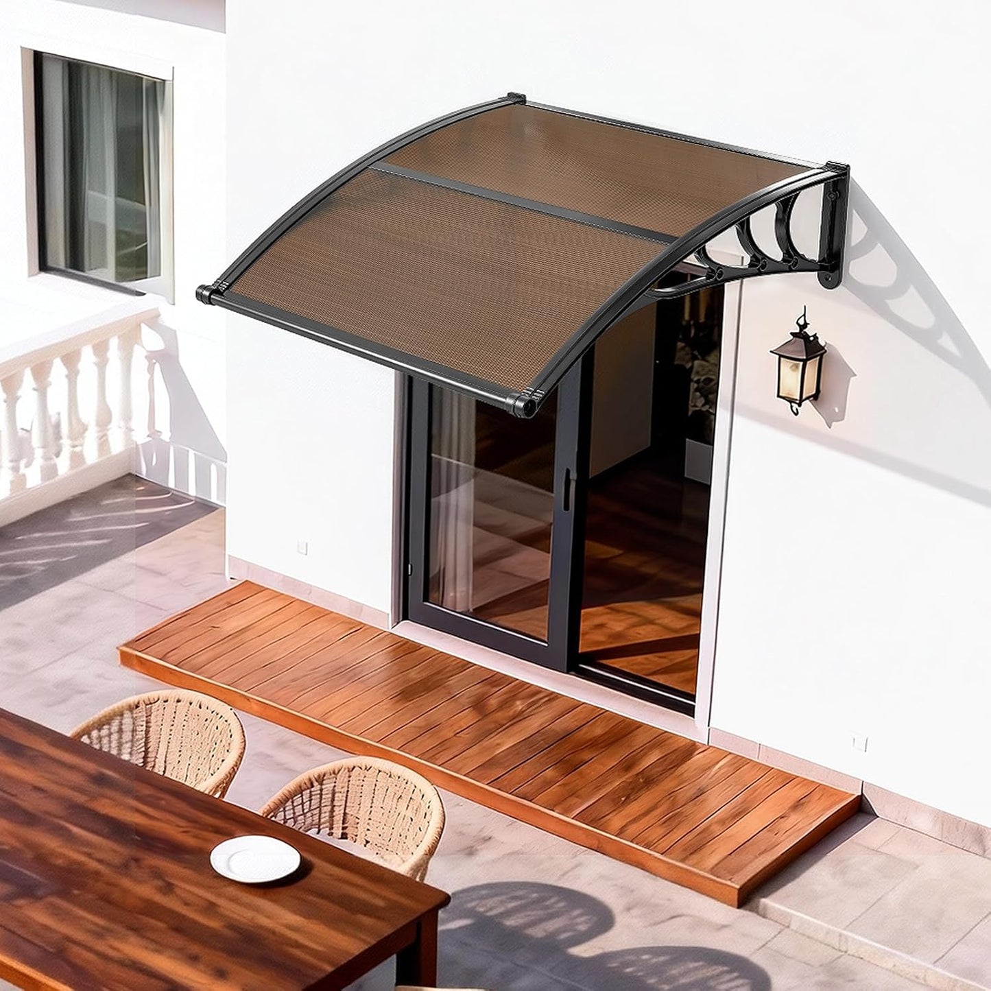 VEVOR 38x40in Door Awning Canopy Polycarbonate Cover w/ Drainage ABS Bracket