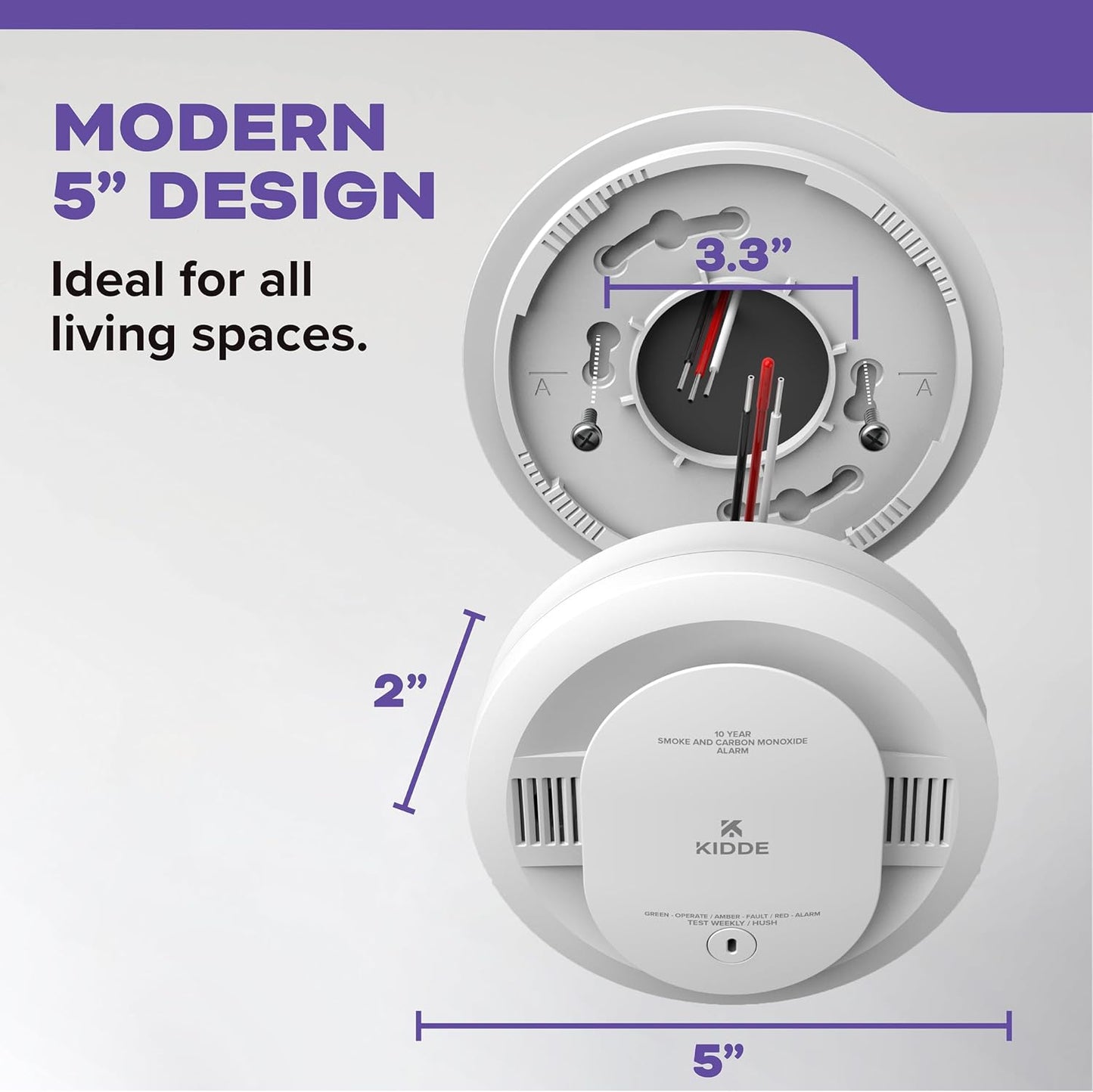 Kidde Hardwired Smoke & CO Detector Voice Alerts 10-Year Battery Backup