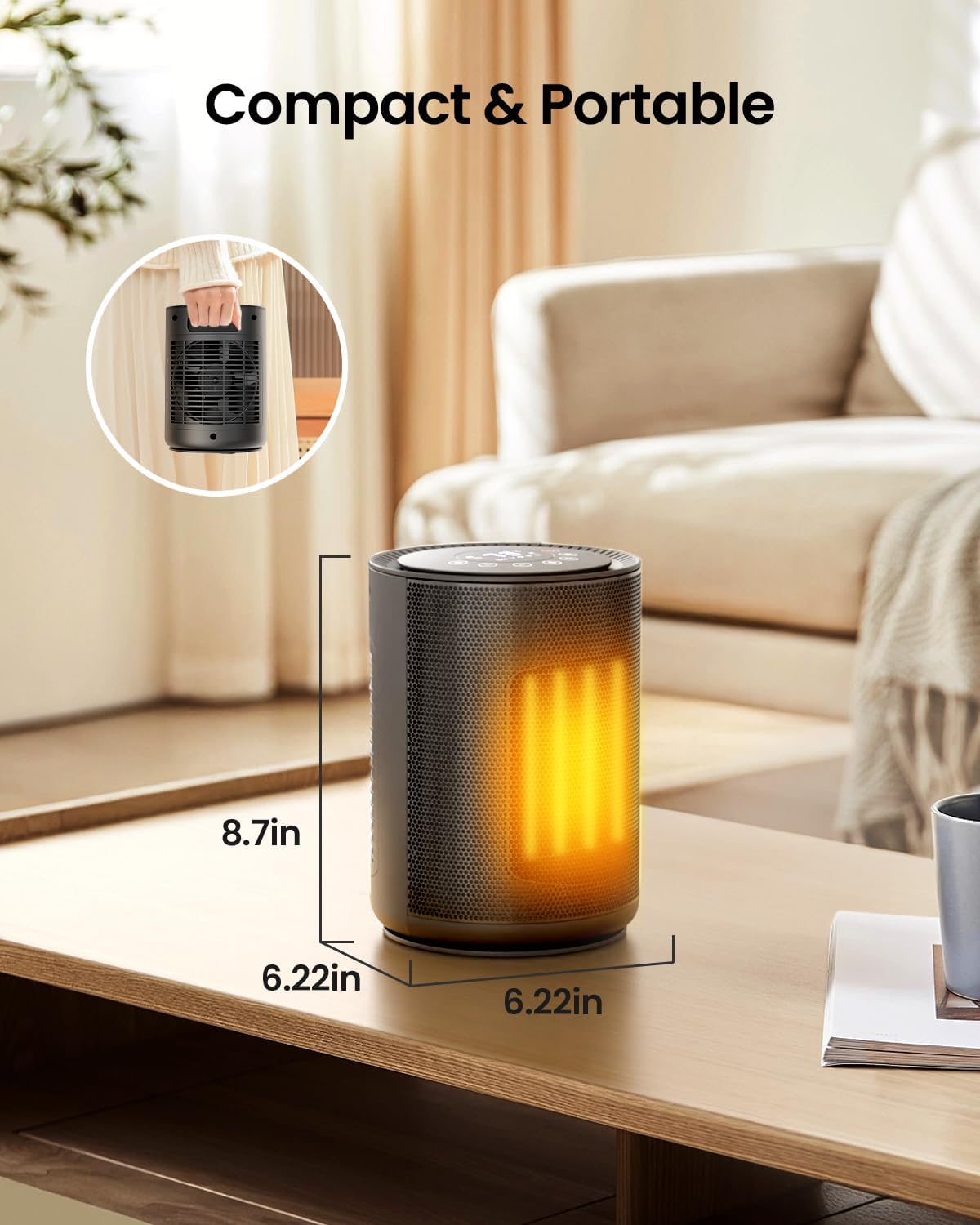 Electactic 1500W Space Heater Portable Ceramic w/ Remote Thermostat Timer PTC