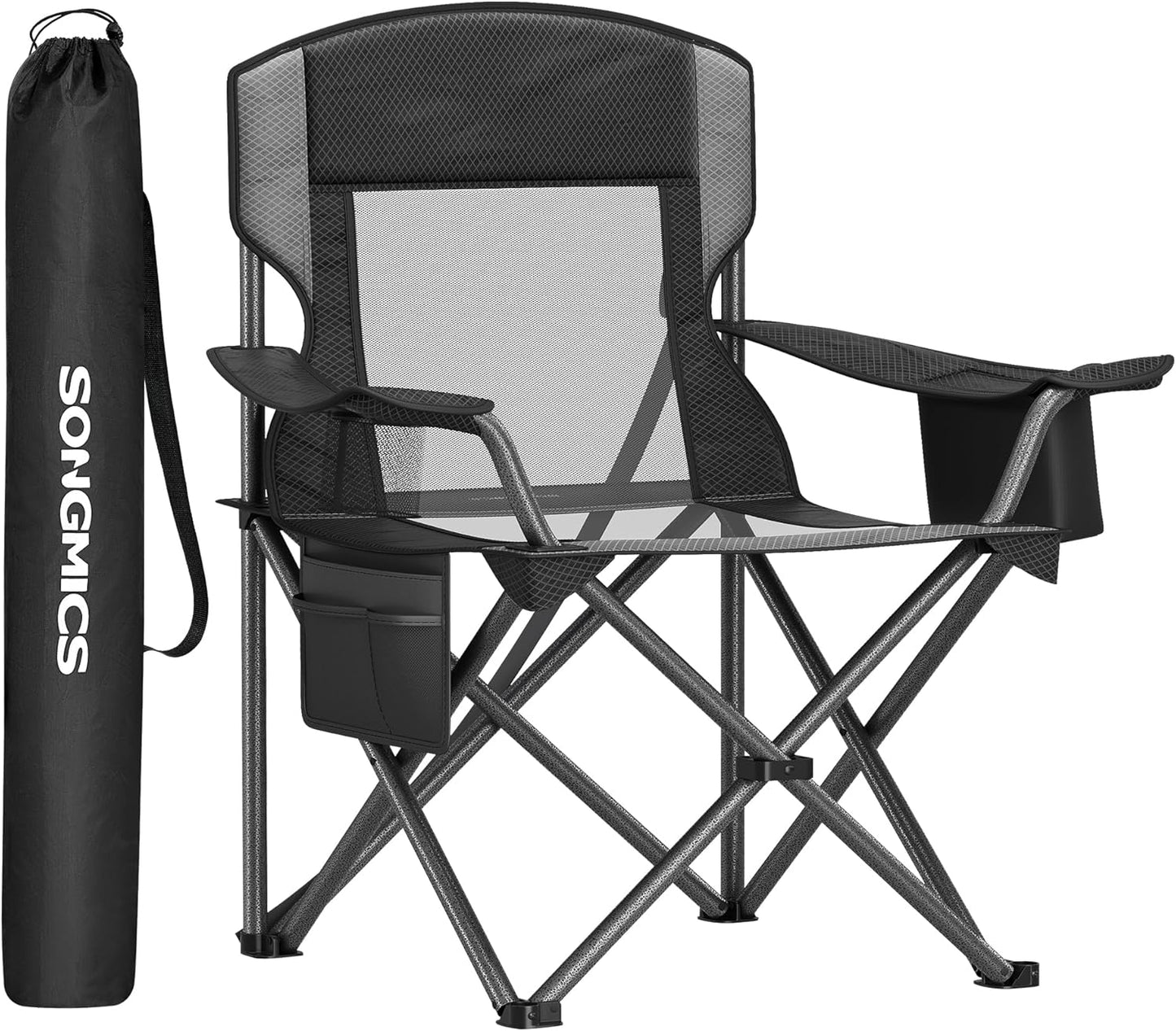 SONGMICS Oversized Folding Camping Chair 352 lb w/ Cooler Bag &amp; Storage Bag