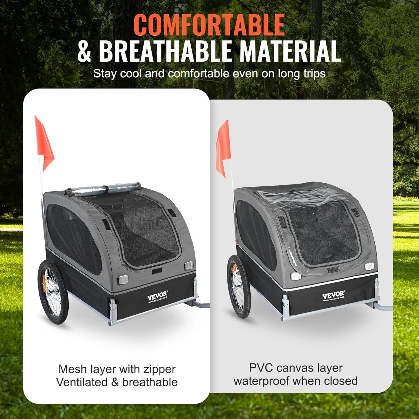 VEVOR Dog Bike Trailer 88 lb Folding Pet Cart Bicycle Carrier Quick Release