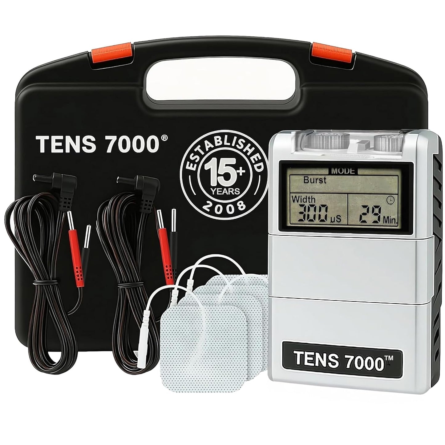 TENS 7000 Digital TENS Unit Muscle Stimulator w/ Accessories Back Pain Relief