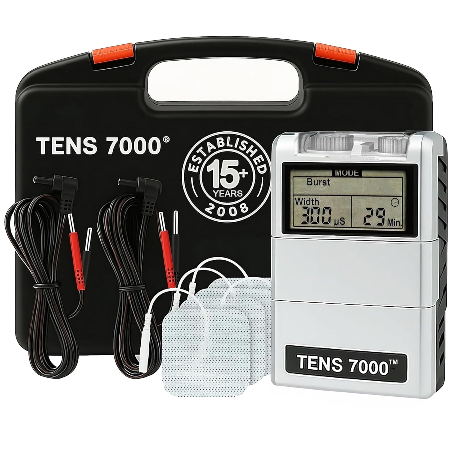 TENS 7000 Digital TENS Unit Muscle Stimulator w/ Accessories Back Pain Relief