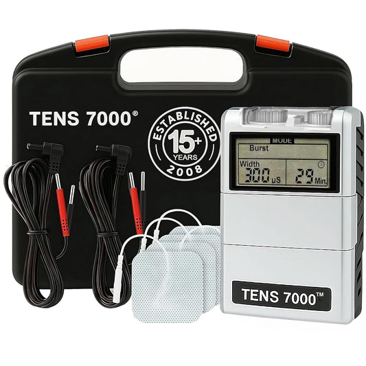 TENS 7000 Digital TENS Unit Muscle Stimulator w/ Accessories Back Pain Relief