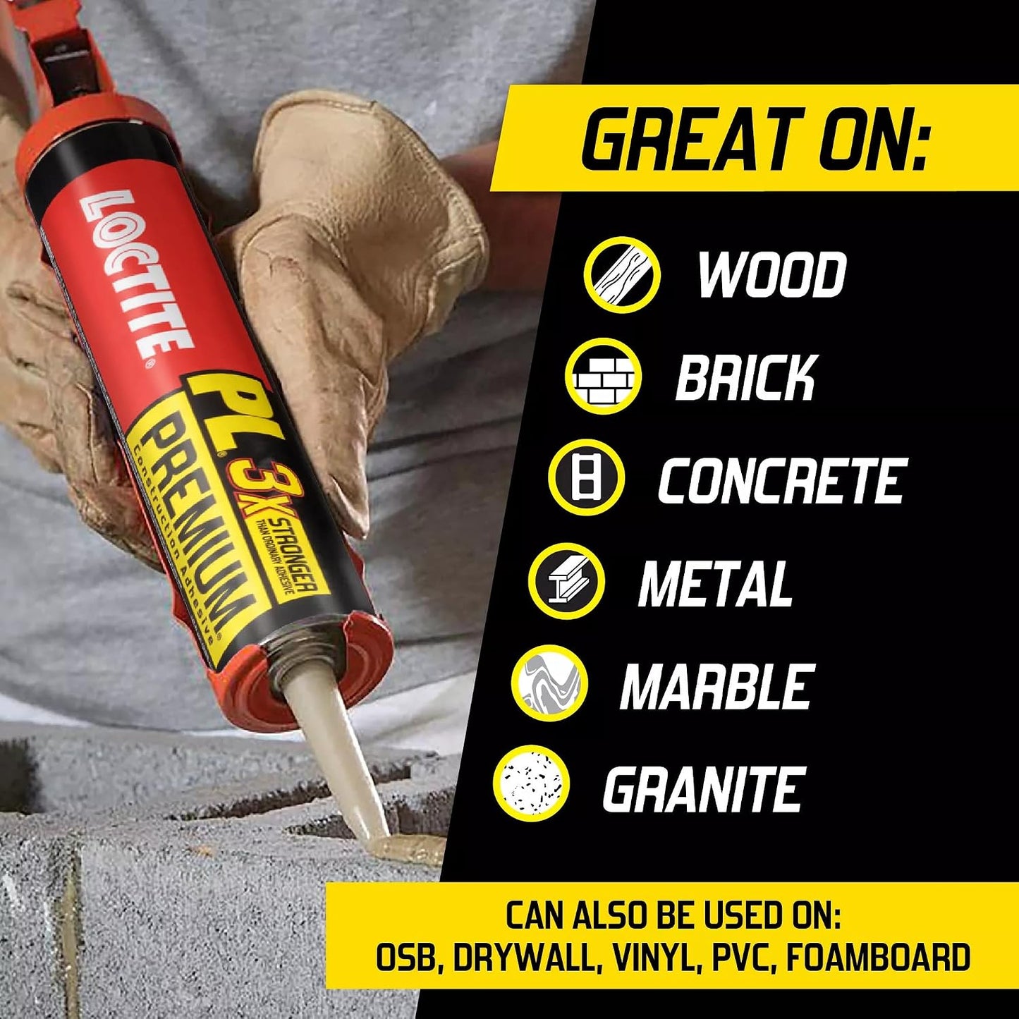 Loctite PL Premium Polyurethane Construction Adhesive 10oz Wood Concrete Metal