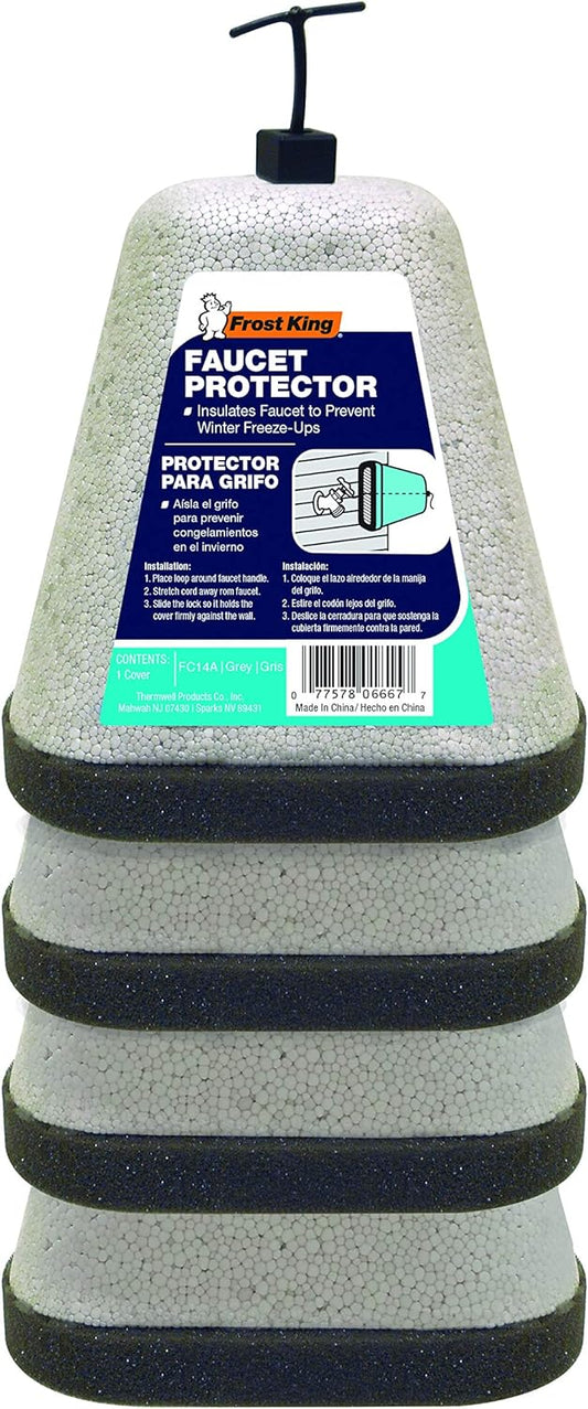 Frost King FC14A Foam Faucet Cover Grey Outdoor Freeze Protection Insulated