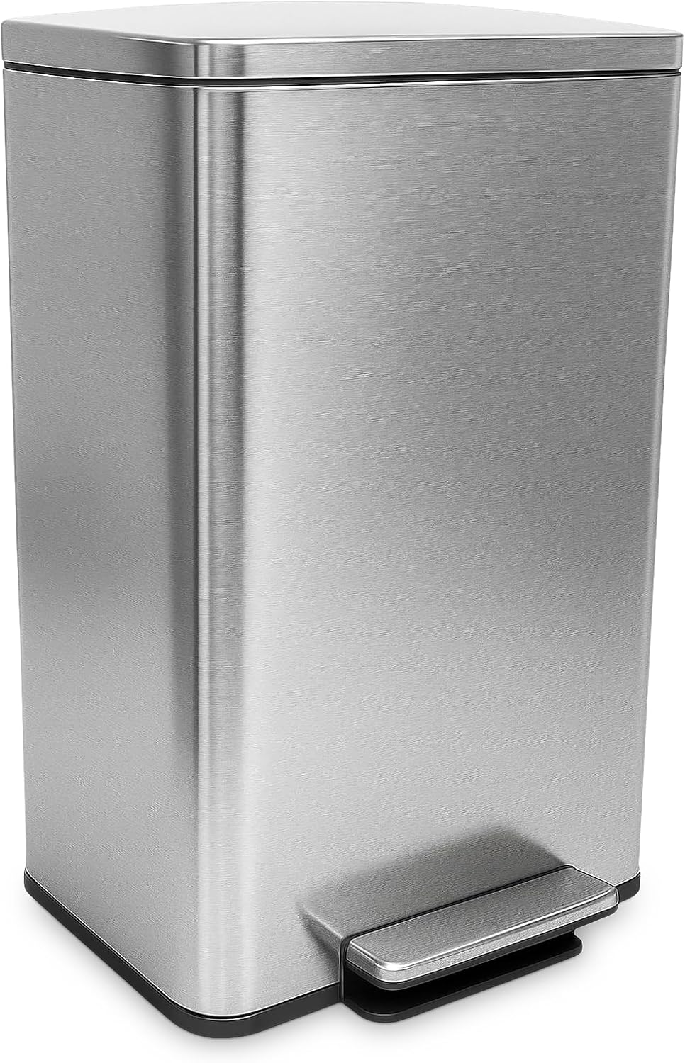 SIMPLI-MAGIC 50L 13.2 Gal Soft Close Stainless Steel Trash Can w/ Foot Pedal